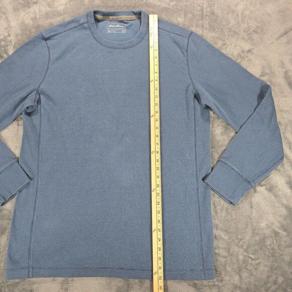 Eddie Bauer Outdoor Thermal Shirt Mens TL Blue Waffle Knit Stretch Crew Casual - Picture 6 of 7